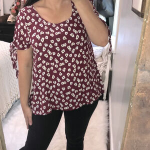 Red Lolly large oversized floral tie sleeve top